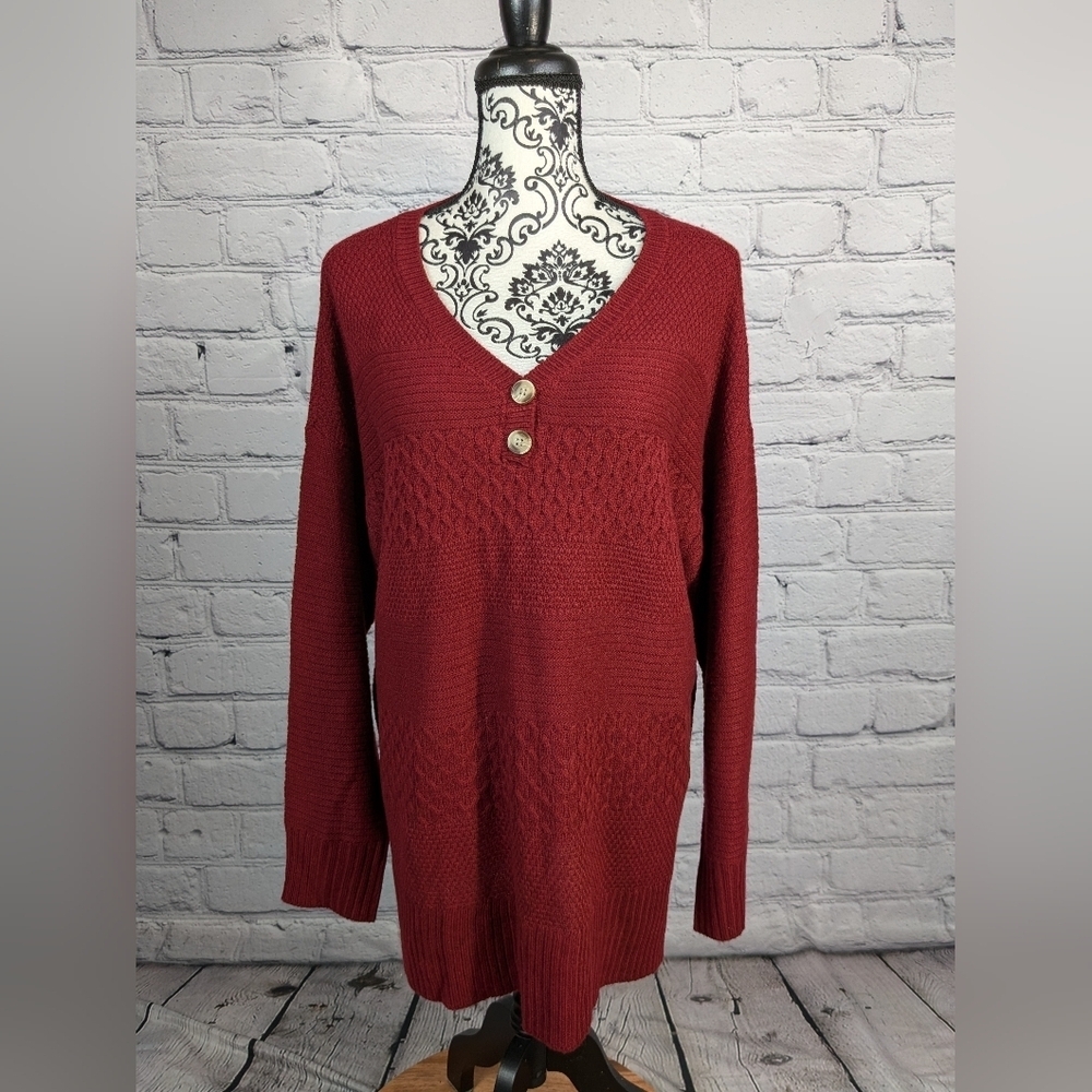 St. Johns Bay women's Long Sleeve Stretch Knit popover sweater Size 0x B18a
